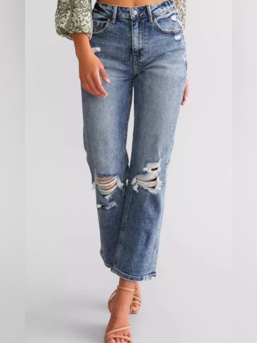 Willow & Root Distressed Wide-Leg Women’s Cropped Jeans Jeans